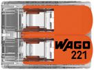 Morsetto di connessione WAGO 221 2×0.2…4mm² leva 32A 450V arancione trasparente