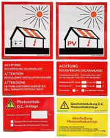 Warnaufkleber ELBRO Photovoltaik  77 Stück in 7 Varianten mit Etui