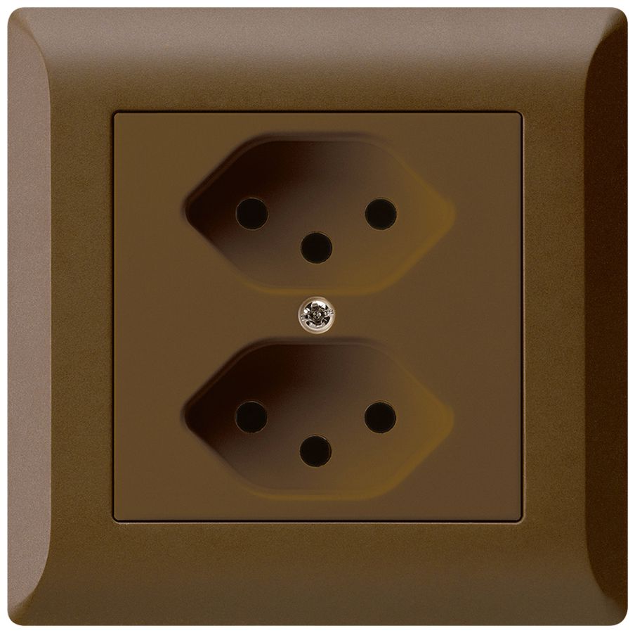 UP-Steckdose kallysto.line 2×T13 braun mit Kinderschutz