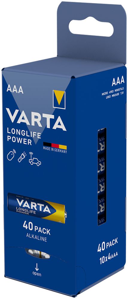 Batterie Alkali VARTA Longlife Power AAA Box à 40 Stück