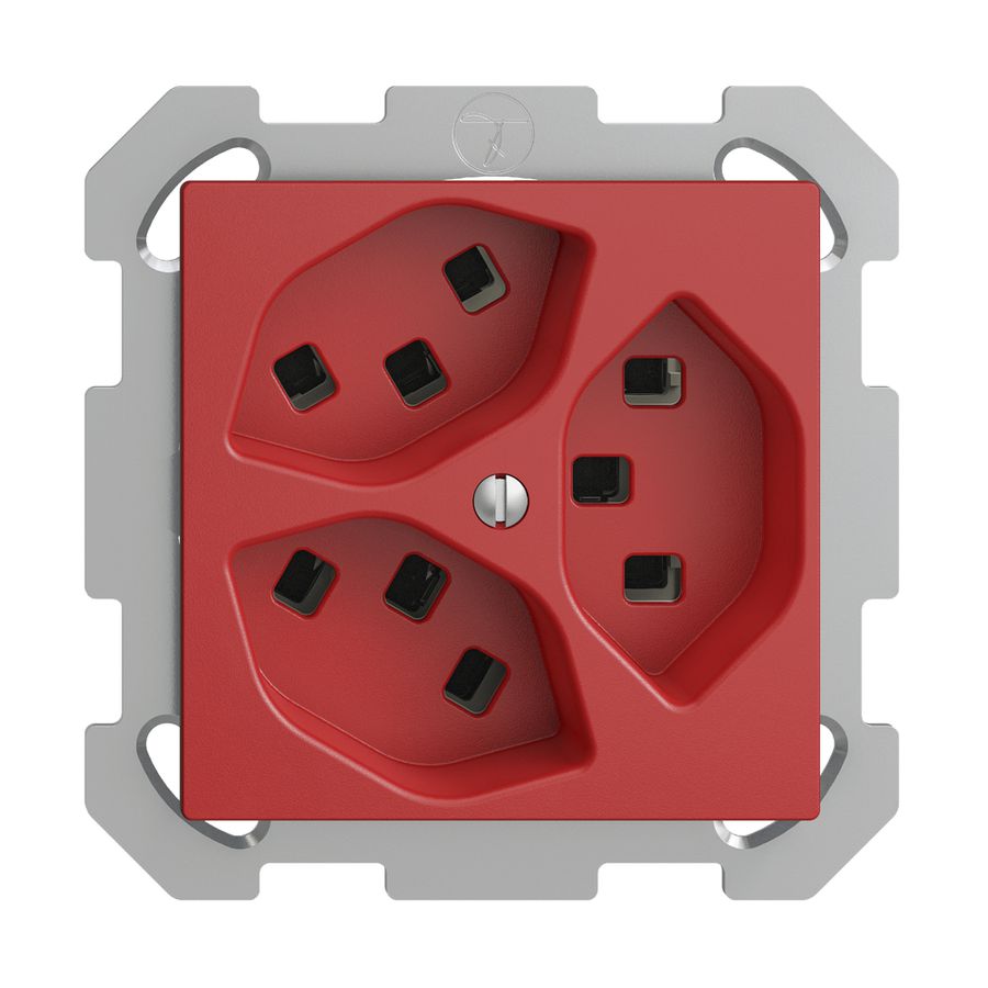 UP-Steckdose 3×T23 16A EDIZIOdue berry, mit Steckklemmen