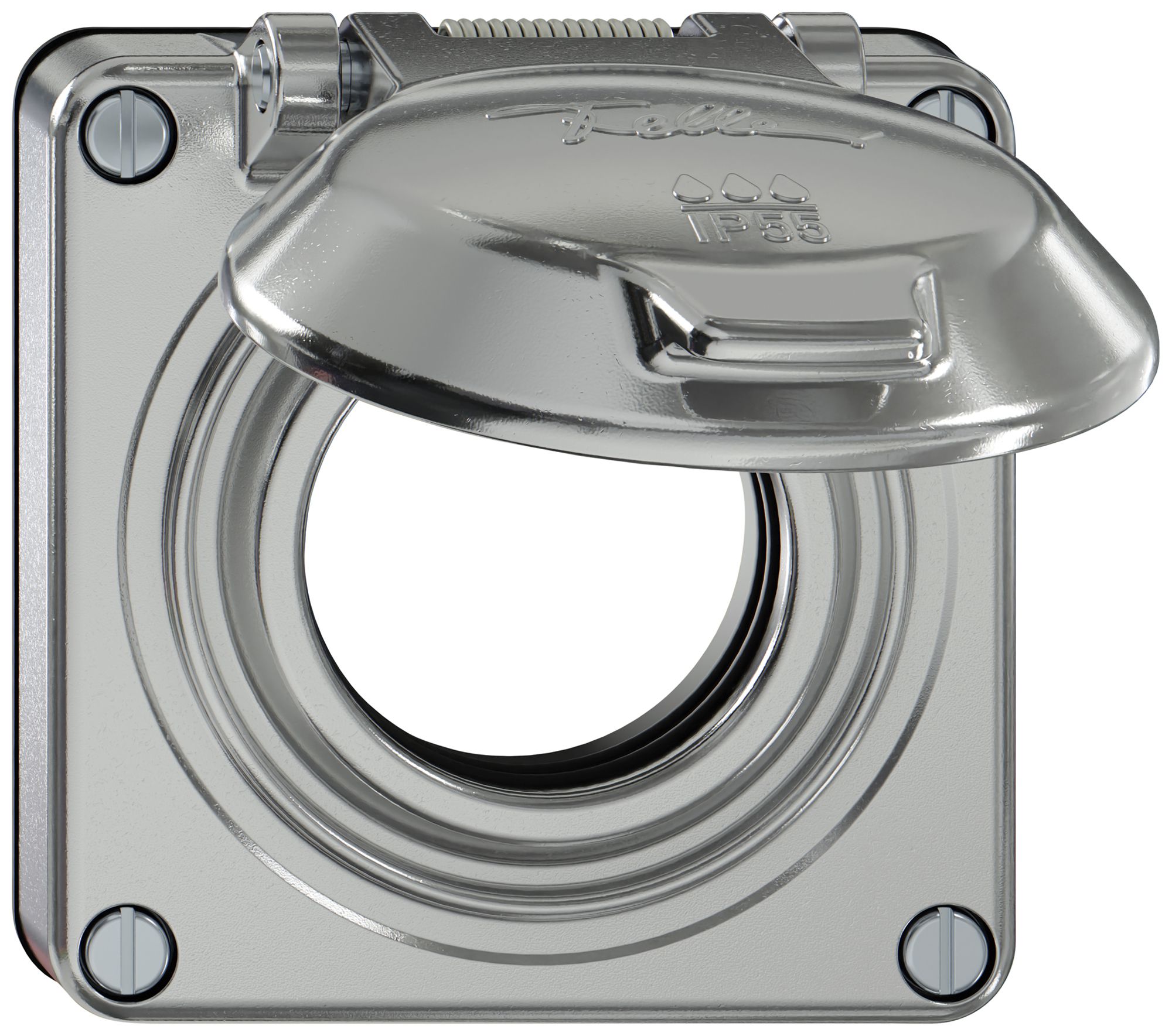 Oberteil ELEMENT SNAPFIX® mit Klappdeckel für Steckdosen IP55 Ø53mm alu