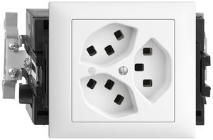 EB-Steckdose 3×T23 16A weiss 53mm, EDIZIOdue mit LED grün