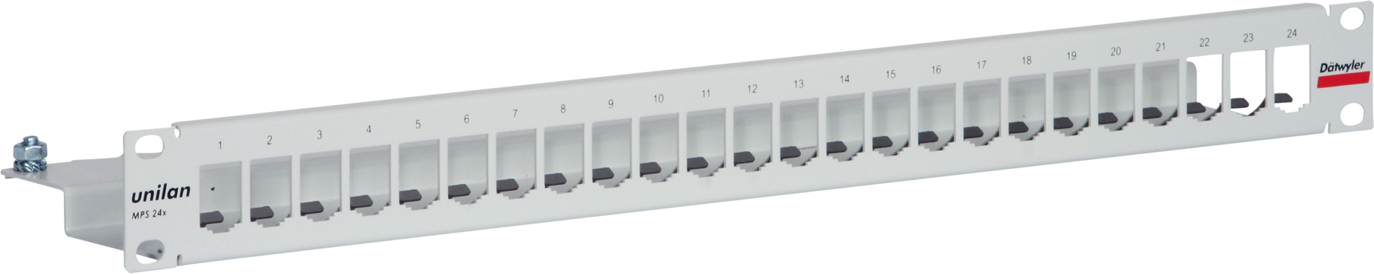 Patchpanel 19" 1HE für 24×MPS leer hellgrau RAL7035