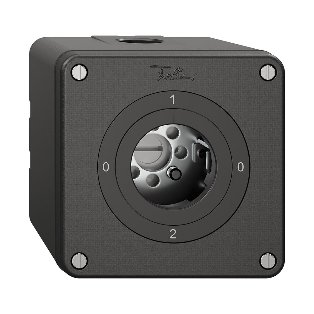 Interrupteur rotatif NAPU NEVO, 2/2L, sans cylindre, KS, 0-1-0-2, noir