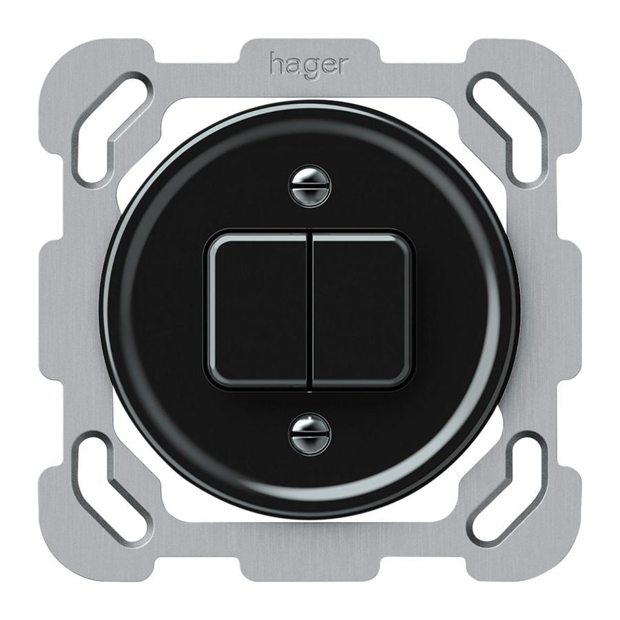 UP-Drucktaster origin 2×Tasten 2CO 1P 0<1 10A 230V 77×77mm schwarz