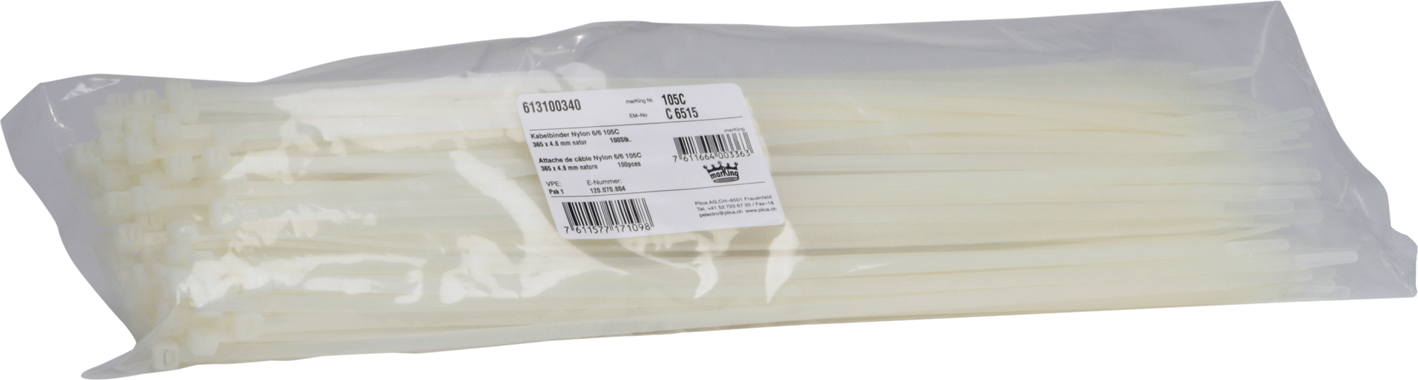 Fascetta nylon 4.8/365mm bianco