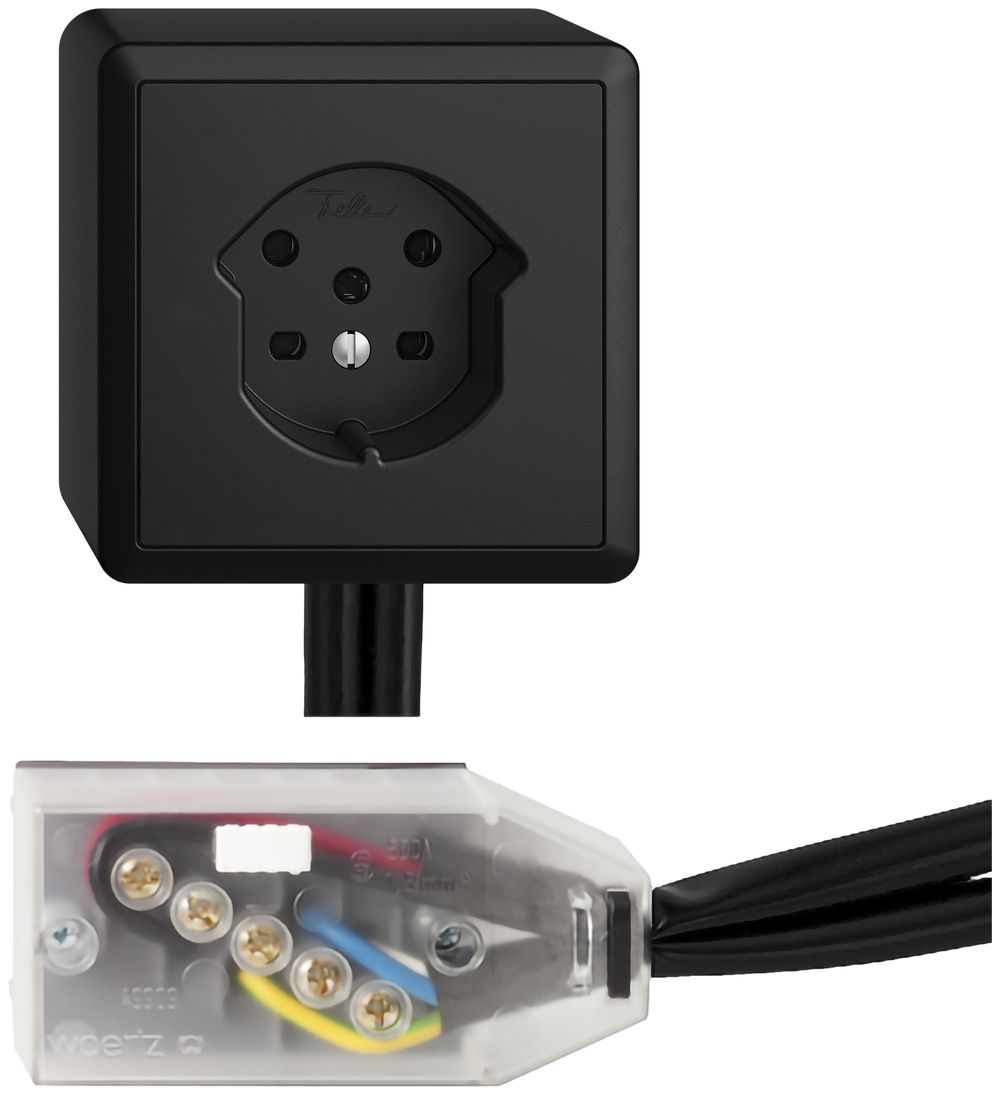 Prise AP EDIZIOdue T15 noir Snap pour câble plat Technofil