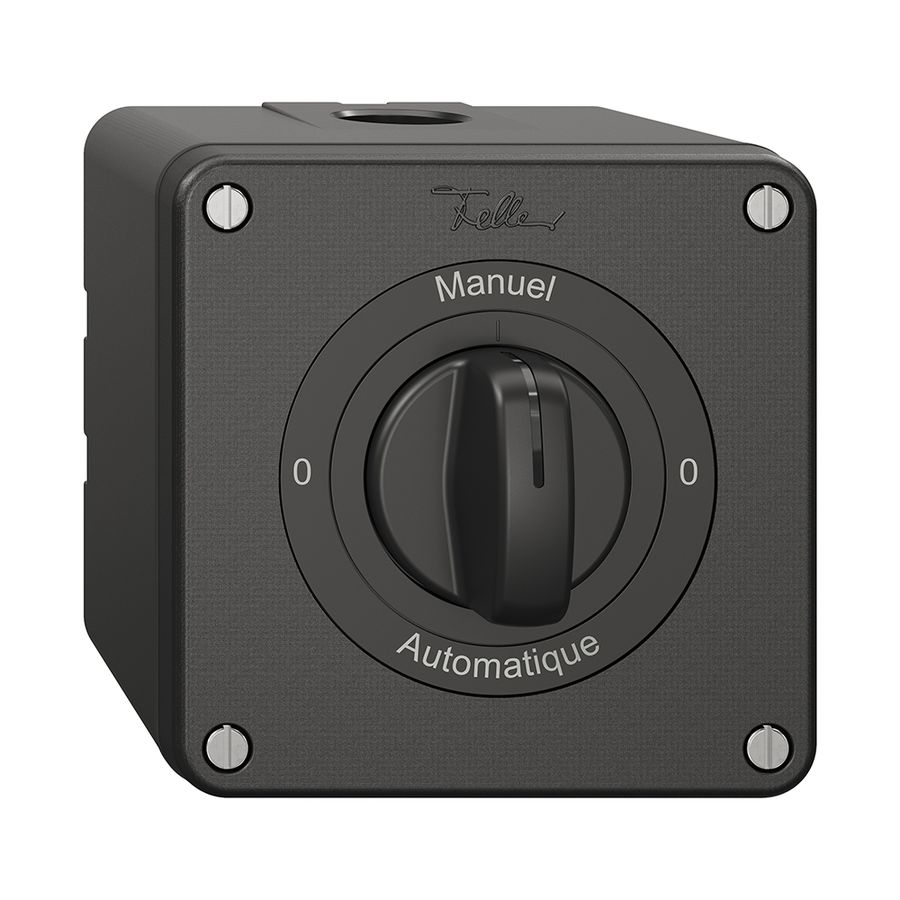 NAP-Drehschalter NEVO, 2/1 L, mit Drehgriff, KS, 0-Manuel-0-Automatique, schwarz