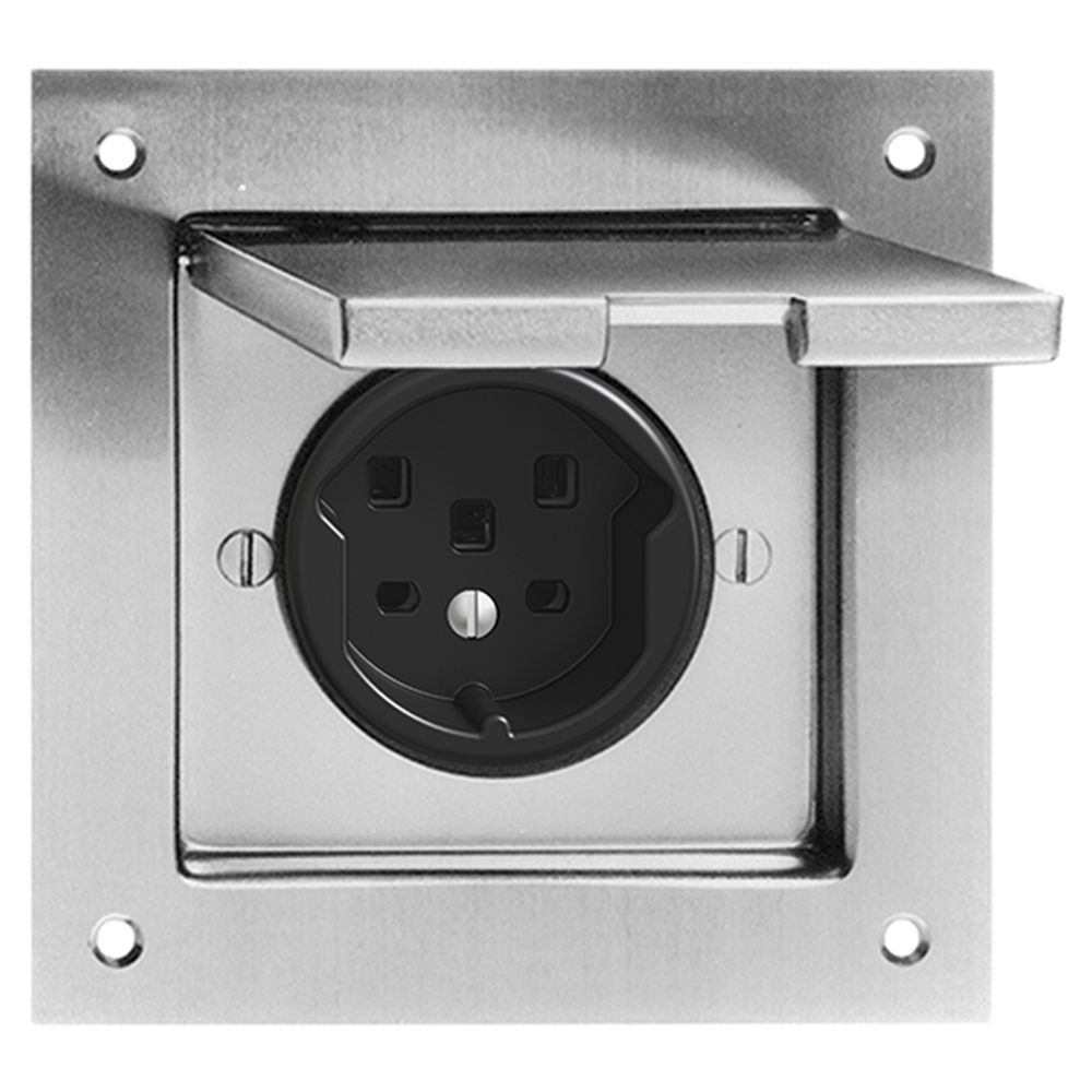 EB-Steckdose T25 Gr.II schwarz/Messing vernickelt Schraubklemmen