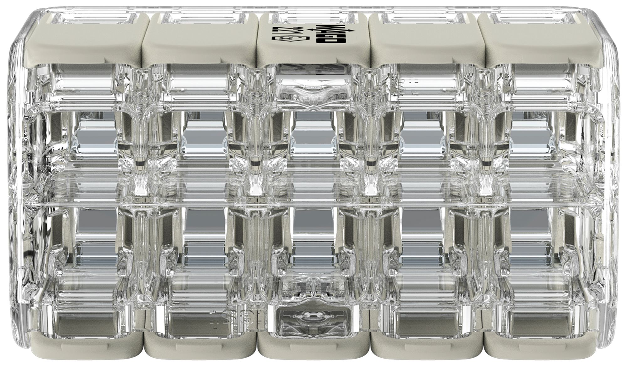 Borne de connexion WAGO 221 10×0.2…4mm² levier 32A 440V gris transparent