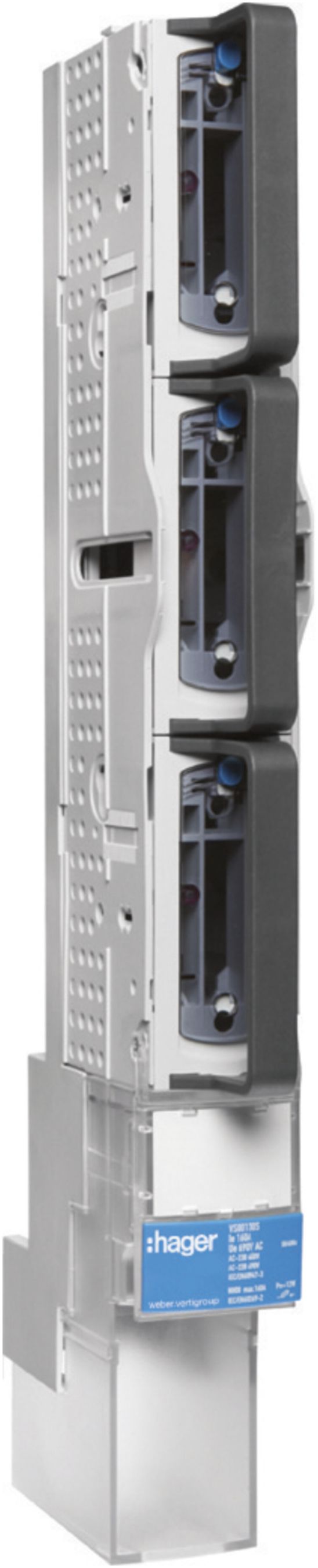 Réglette HPC weber.vertigroup 1P DIN00 160A rail/adaptateur 100mm encastré