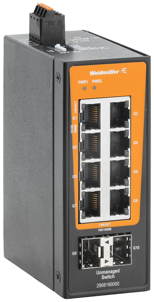 Switch Weidmüller IE-SW-BLB-10-8GT-2GESFP 8×RJ45 GbE+2×SFP GbE unmanaged