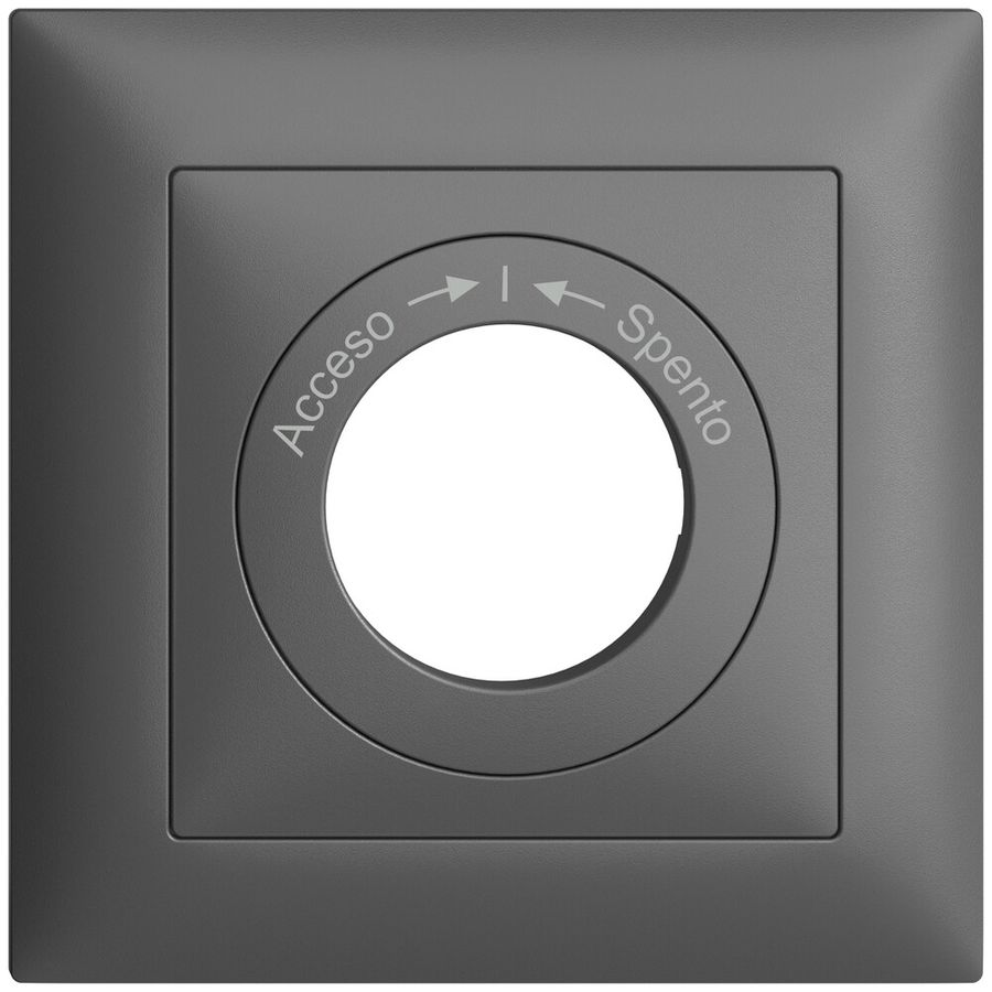 Kit frontal EDIZIOdue Acceso->I<-Spento gris foncé 88×88mm pour contact pivotant