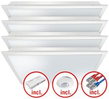 EB-LED-Leuchtenset ESYLUX CELINE-2 625×625 4×30W 827…865 16000lm opal