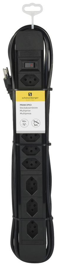 Prise multiple PRINCIPIO 3×type 13 horiz.7×type 13 vart.câble 5m interrupteur no