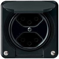 Steckdose FI robusto 1×T23 30mA 16A 250V 86×86mm IP21 schwarz