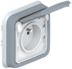 Prise ENC PLEXO FR LNPE gris 16A 250V IP55