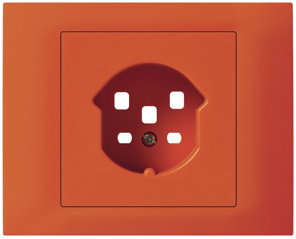 EB-Frontset kallysto f.Einbausteckdose G3 1×T25 Abdeckrahmen schraubbar orange