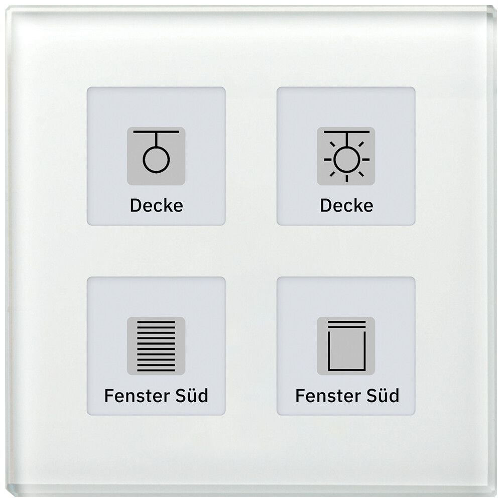 UP-Taster KNX RF+ MDT RF-GTT4W.01 4T/4B LED Temp Aktor 2-Kan Glas weiss