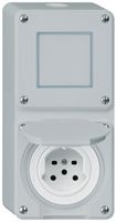 AP-Kombination Hager robusto I-I vertikal 3/1L+Typ 15, grau