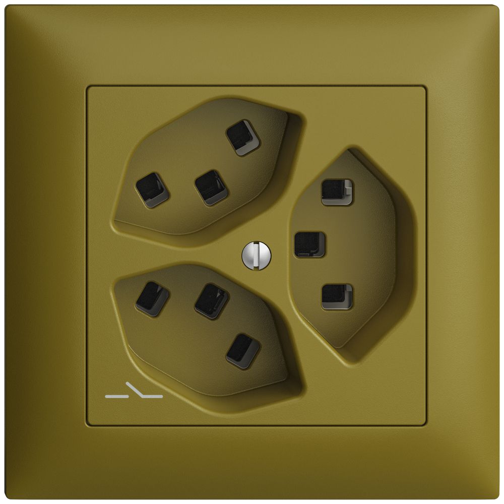 UP-Steckdose 3×T23 Feller EDIZIOdue FMI, 1×getrennt, Steckklemmen, olive