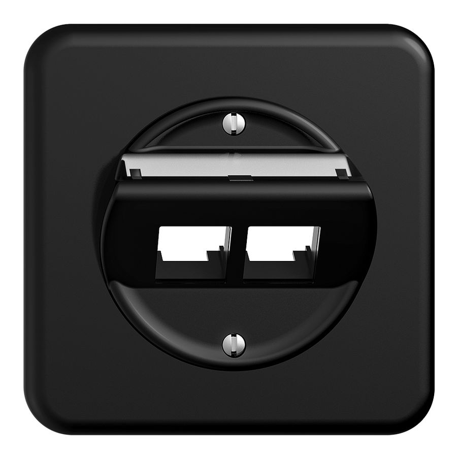 Kit de montage ENC S-One STANDARDdue QMI pour 2×RJ45 oblique, noir