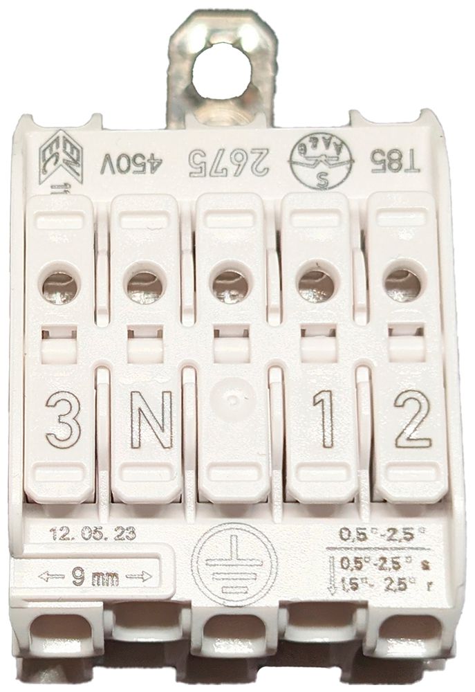 Borne de connexion 5P 0.5…2.5mm² étrier de mise à terre bc