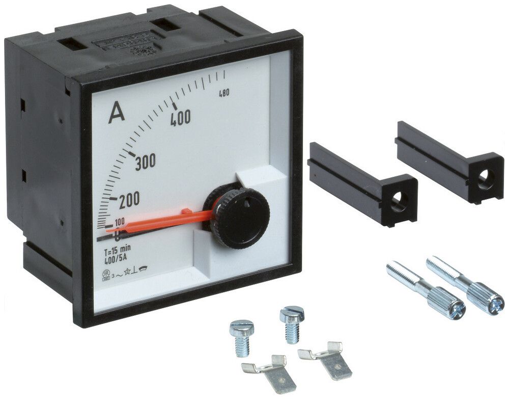 EB-Bimetall-Amperemeter Hager 1200A versenkt 72×72mm Kl.3 Integration 15 Min.