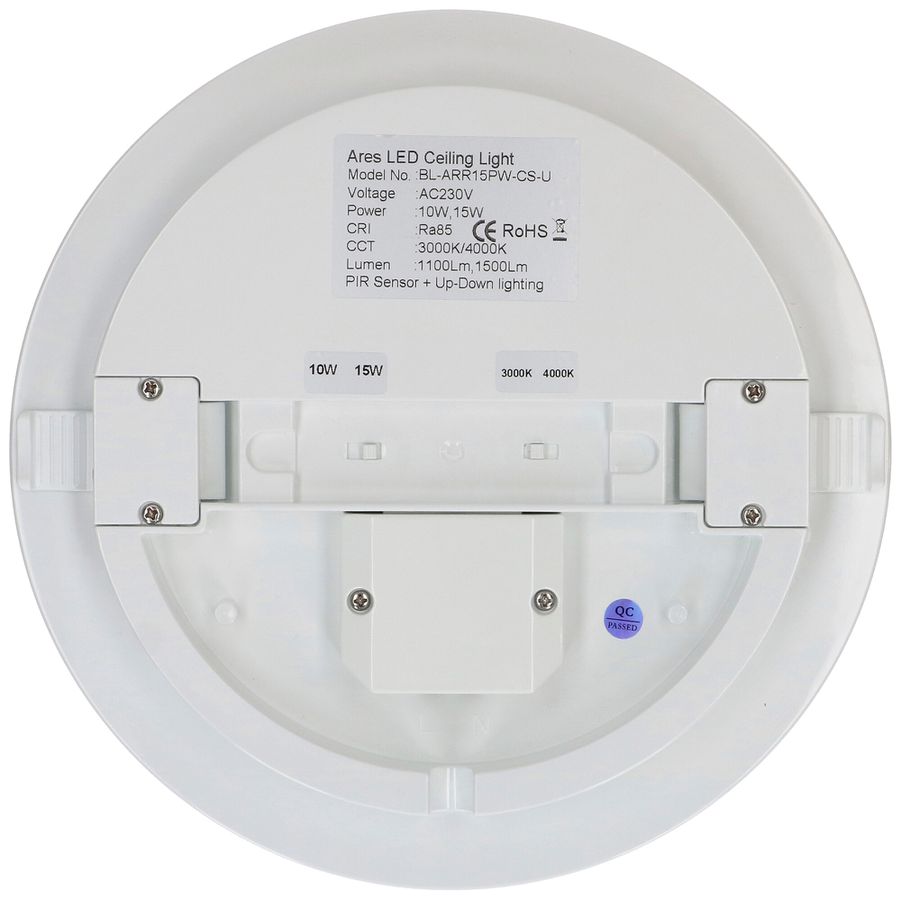 LED-Decken-/Wandleuchte MAX HAURI FLAT CCT 22 15W 3000/4000K IP54 ws