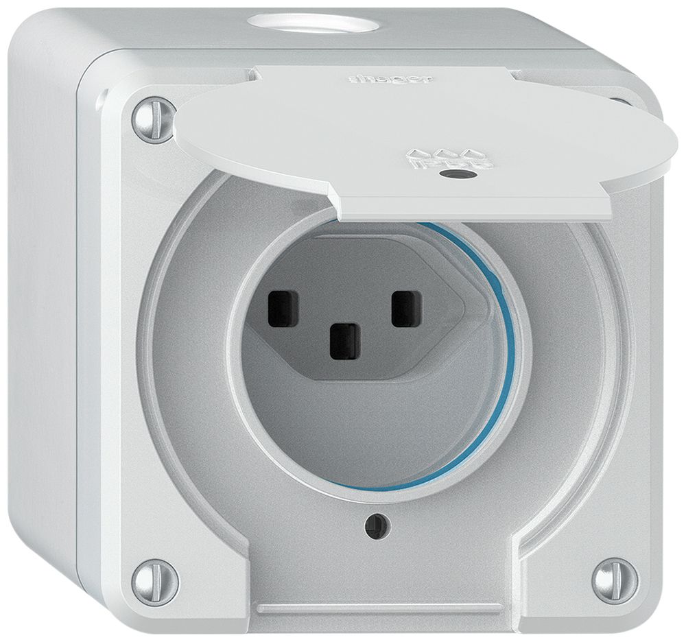 AP-Steckdose robusto 1×Typ 23 beleuchtet IP55 weiss