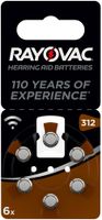 Knopfzelle Zink/Luft Rayovac Hearing Aid 312, Blister à 6Stück