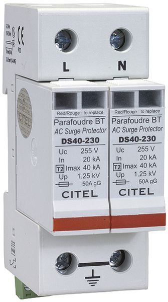 Überspannungsableiter Flury DS 40S, Typ 2, 2-polig