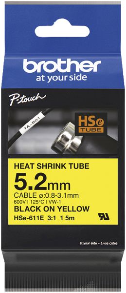 Guaina termoretraibile Brother HSE-611E 1.5m×Ø5.2mm per cavo Ø3.1…0.8mm gi-ne