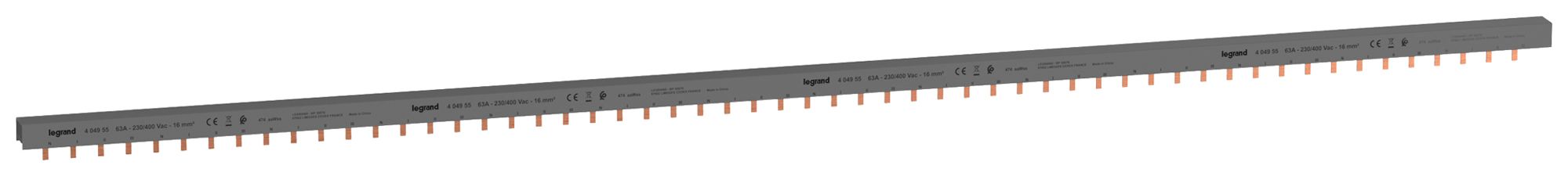 Kammschiene HX³standard 4P 3Ph Stift 16mm² 80A 1016mm grau