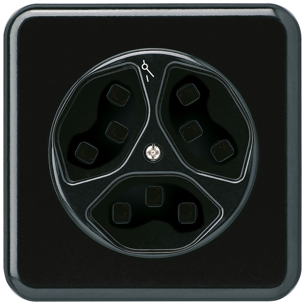 UP-Steckdose Hager basico 3×Typ 23 1×S C schwarz