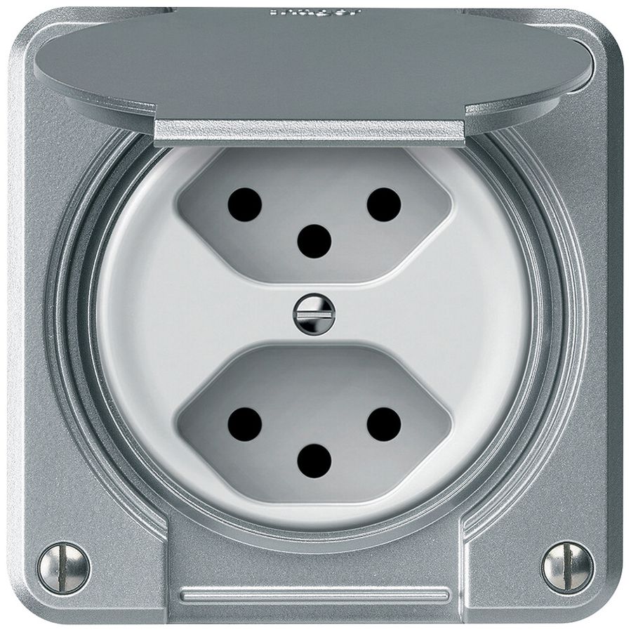 Steckdose FI robusto 1×T23 30mA 16A 250V 86×86mm IP21 Aluminium