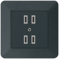 UP-USB-Ladesteckdose Hager kallysto.trend 2×C-C 2×20W/4×10W 5V 94×94mm schwarz