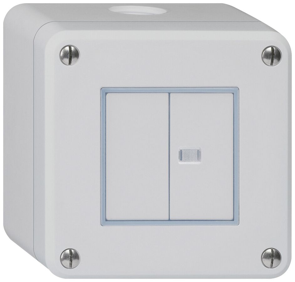 AP-Druckschalter robusto IP55 Schema 3/Drucktaster 1×beleuchtet grau