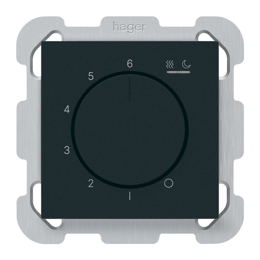 UP-Raumthermostat kallysto An/Aus 230VAC 16A 77×77mm schwarz