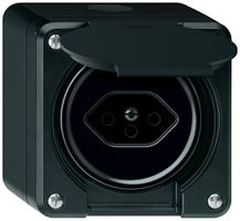Presa AP robusto 1×T13 10A 250V 86×86mm IP21 nero