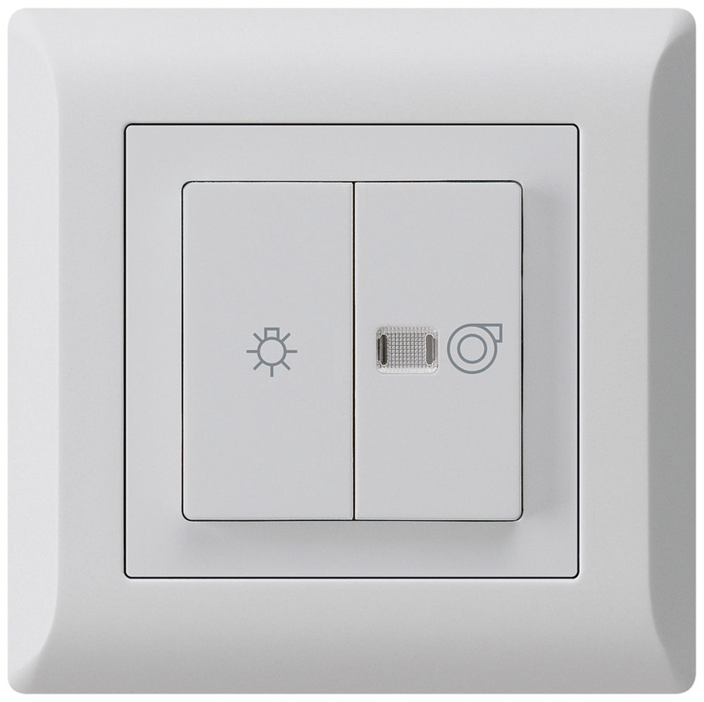 UP-Leuchtdruckschalter kallysto.line hellgrau 1/1L Symbolen Licht+Ventilation