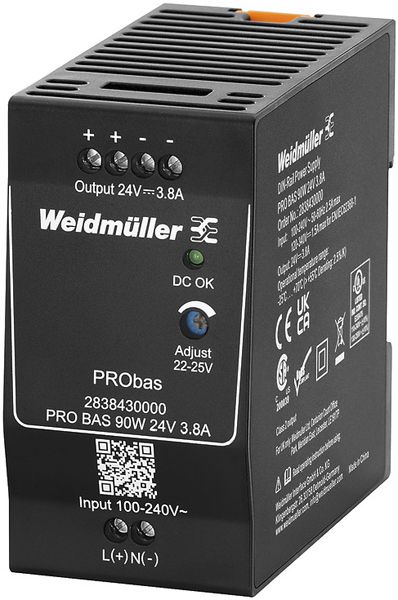 Alimentation à découpage Weidmüller Connect Power PRO BAS 90W 24V 3.8A