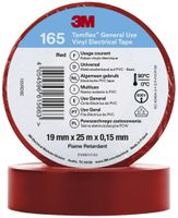 Ruban isolant 3M Temflex 165 19mm×25m×0.15mm rouge VDE 600V 0…90°C