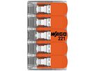 Borne de connexion WAGO 221 5×0.2…4mm² levier 32A 450V orange transparent