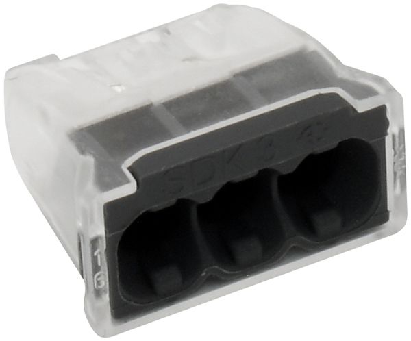 Borne de connexion Electro Terminal 3P 0.5…2.5mm² gris transparent