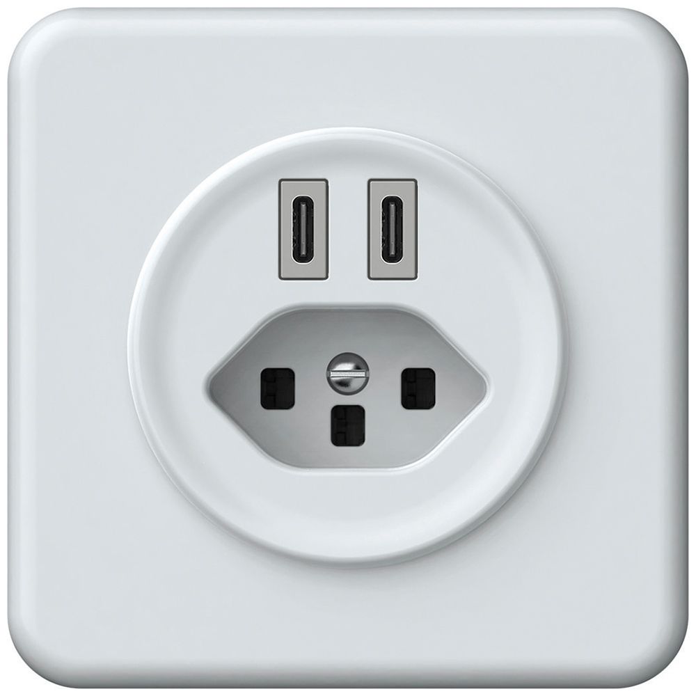 Prise de charge USB ENC origin 2×USB-C 3000mA 5V avec type 23 blanc