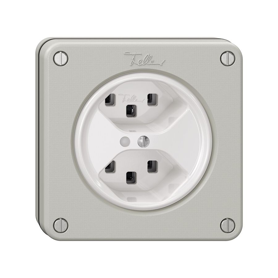 Presa NUPU NEVO, 2×T23, c.LED, grigio chiaro