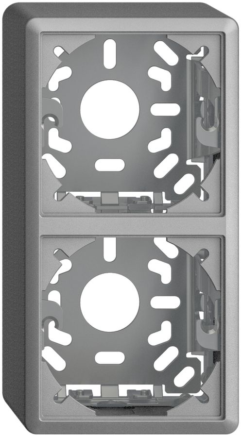 Cappa con piastra di base 2×54mm per combinazione FX verticale/orizzont. silver