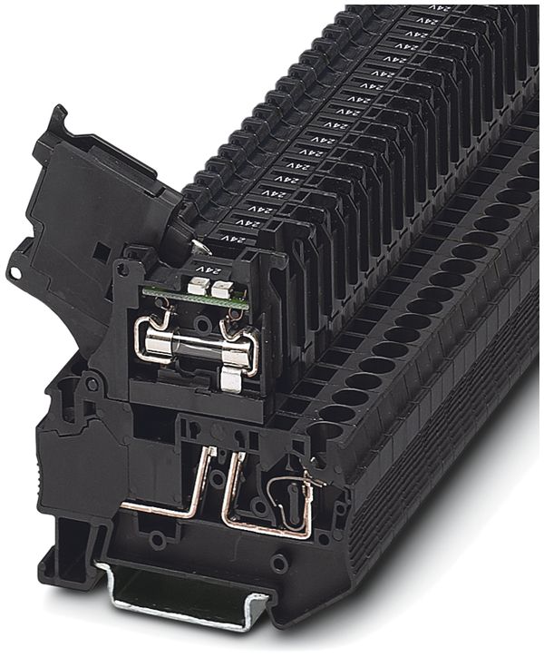 Borne de sécurité connexion ress. 6A 24V LED fusib.G5×20mm